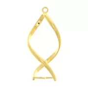 Pendentifs tourbillons 34x15 mm pour perle de 10 mm - Doré à l'or fin x2