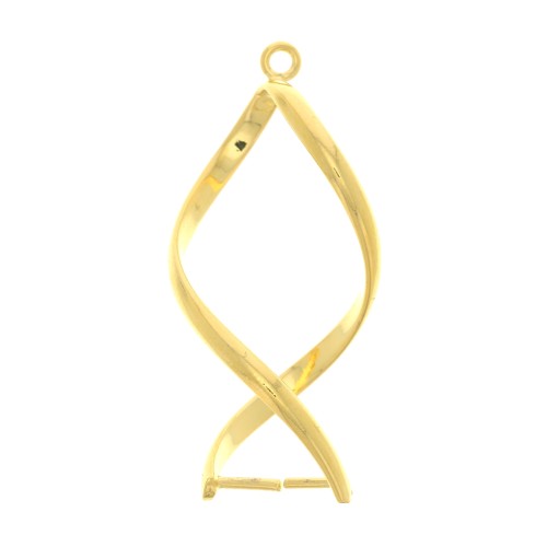 Pendentifs tourbillons 34x15 mm pour perle de 10 mm - Doré à l'or fin x2