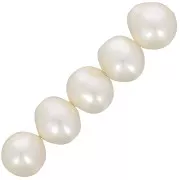 Perles d'eau douce rondes irrégulières 5 - 6 mm Blanc x10