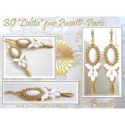 Athos 3D par Puca® cabochon ovale en verre 20x10 mm - Opaque Lilas Ceramic Look x1