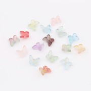 Perles forme papillon 9.5x11 mm - Rouge - Tacheté Doré x4