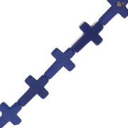 Perle croix 16.5x12 mm imitation pierre gemme teintée - Lapis lazuli x1|raw }}