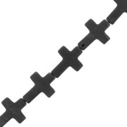 Perle croix 16.5x12 mm imitation pierre gemme teintée - Onyx noir x1|raw }}