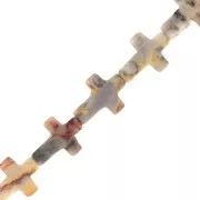 Perle croix 16.5x12 mm imitation pierre gemme teintée - Agate crazy x1