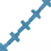 Perle croix 16.5x12 mm imitation pierre gemme teintée - Turquoise x1