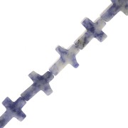 Perle croix 16.5x12 mm imitation pierre gemme teintée - Sodalite x1|raw }}