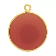 Pendentif pierre gemme 16mm - Argent 925 Doré à l'or fin imitation Cornaline x1