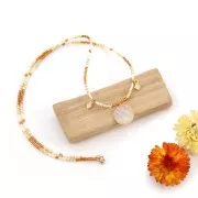 Pendentif pierre gemme 16mm - Argent 925 Doré à l'or fin imitation Cornaline x1