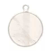 Pendentif rond en pierre gemme 16 mm - Argent 925 - Quartz rose x1