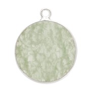 Pendentif rond en pierre gemme 16 mm - Argent 925 - Aventurine x1