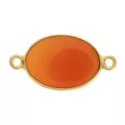 Intercalaire pierre gemme 14x10mm Argent 925 Doré à or fin imitation Cornaline x1