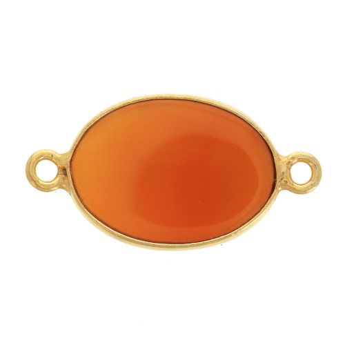 Intercalaire pierre gemme 14x10mm Argent 925 Doré à or fin imitation Cornaline x1