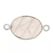 Intercalaire ovale en pierre gemme 15x10 mm - Argent 925 - Quartz rose x1