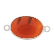 Intercalaire ovale en pierre gemme 15x10 mm - Argent 925 imitation Cornaline x1|raw }}