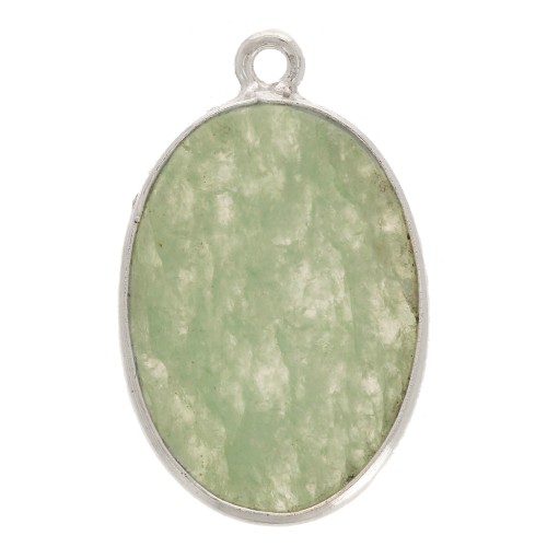 Pendentif ovale pierre gemme 22x14 mm Argent 925 - Aventurine x1