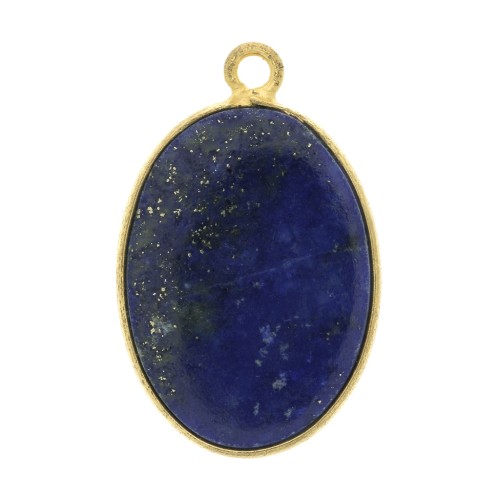 Pendentif ovale pierre gemme 22x14 mm Argent 925 Doré à l'or fin - Lapis lazuli x1