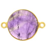 Intercalaire rond pierre gemme 16 mm Argent 925 Doré à l'or fin - Amethyste x1