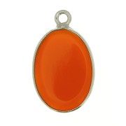 Pendentif ovale en pierre gemme 18x11mm - Argent 925 - imitation Cornaline x1