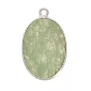 Pendentif ovale en pierre gemme 18x11mm - Argent 925 - Aventurine x1