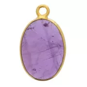 Pendentif ovale pierre gemme 18x11mm Argent 925 Doré à l'or fin - Amethyste x1