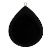 Pendentif goutte en pierre gemme 39x31 mm - Argent 925 - Onyx noir x1