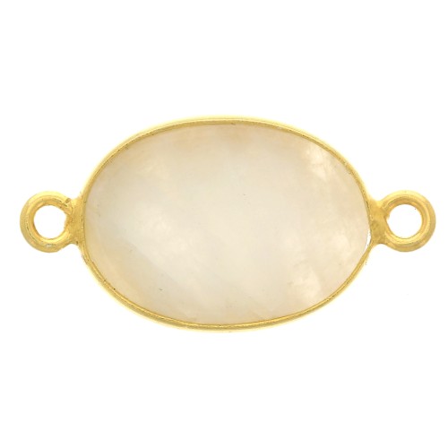 Intercalaire ovale pierre gemme 14x10mm Argent 925 Doré à l'or fin Pierre de lune