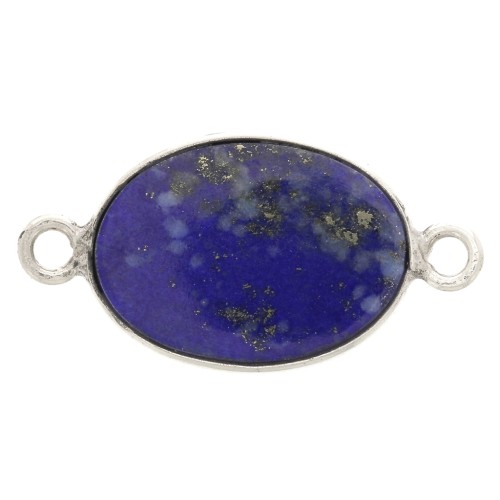 Intercalaire ovale en pierre gemme 15x10 mm - Argent 925 - Lapis lazuli x1