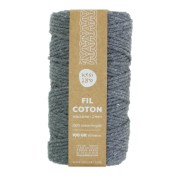 Cordon pour macramé en coton recyclé - Kesi Art - 2 mm - Ardoise (n°114) x60m