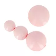 Assortiment 26 perles rondes 8-10-14mm & 2 cabochons en résine opaque Rose pastel