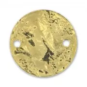 Intercalaire rond martelé 2 trous 15 mm doré à l'or fin x1