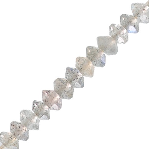 Perles rondelles bouliers facettées en pierre gemme 3x2 mm - Labradorite x20
