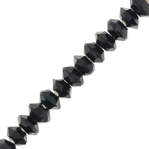 Perles rondelles bouliers facettées en pierre gemme 3x2 mm - Onyx noir x20