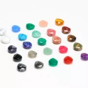 Perle goutte facettée - briolette plate 12x10 mm en pierre gemme - Obsidienne x1