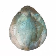 Perle goutte facettée - briolette plate 12x10 mm en pierre gemme - Labradorite x1|raw }}