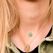 Perle goutte facettée - briolette plate 12x10 mm en pierre gemme - Labradorite x1