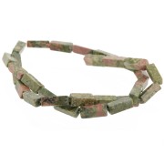 Perles tubes rectangles en pierre gemme  13x4 mm - Unakite x40cm|raw }}