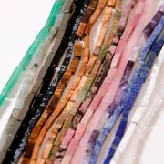 Perles tubes rectangles en pierre gemme  13x4 mm - Pyrite x40cm