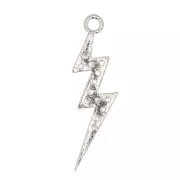 Pendentif éclair 19x7 mm avec oxydes de Zirconium  - Placage Argent fin - Crystal x1