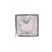 Pendentif carré avec un  oxyde de Zirconium  6 mm - Placage Argent fin - Crystal x1