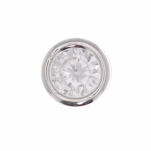 Pendentif rond avec un  oxyde de Zirconium  5 mm - Placage Argent fin - Crystal x1
