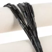 Perles tubes rectangles en pierre gemme  13x4 mm - Agate noire x40cm