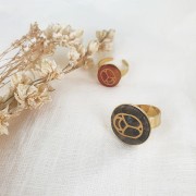 Cabochon rond plat 20 mm - scarabée gravé exclu Perles & Co - Gold Stone - Doré x1