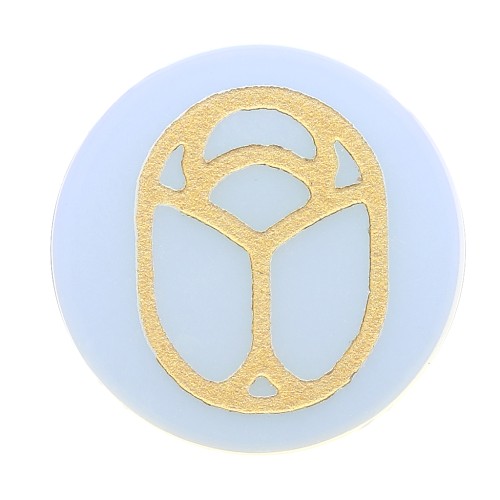 Cabochon rond plat 20 mm - scarabée gravé exclu Perles&Co - Opalite - Doré x1