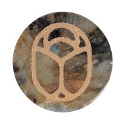 Cabochon rond plat 15 mm - scarabée gravé exclu Perles & Co - Labradorite - Doré x1|raw }}