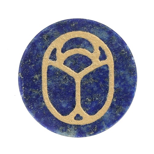 Cabochon rond plat 15 mm - scarabée gravé exclu Perles & Co - Lapis lazuli - Doré x1