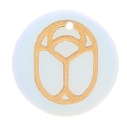Pendentif rond plat 15 mm - scarabée gravé exclu Perles & Co - Opalite - Doré x1|raw }}