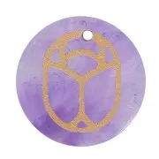 Pendentif rond plat 15 mm - scarabée gravé exclu Perles & Co - Amethyste - Doré x1