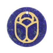 Pendentif rond plat 20 mm - scarabée gravé exclu Perles & Co - Lapis lazuli - Doré x1|raw }}