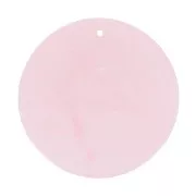 Pendentif rond plat 25 mm en pierre gemme - Quartz rose x1