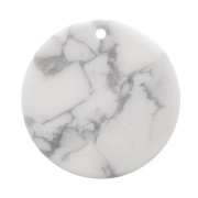 Pendentif rond plat 25 mm en pierre gemme - Howlite x1|raw }}